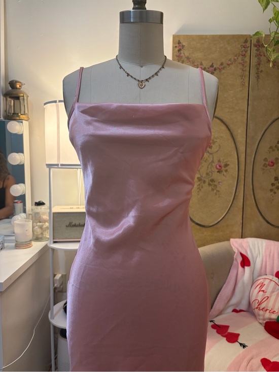 bebe Dresses & Skirts - bebe Pink Satin Slip Top with Cowl Detail